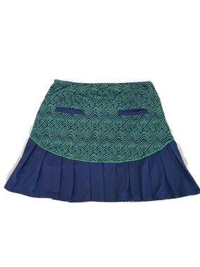 Birdies and Bows Women's Blue and Green  Pleated Golf/Tennis Skort Sz MED.